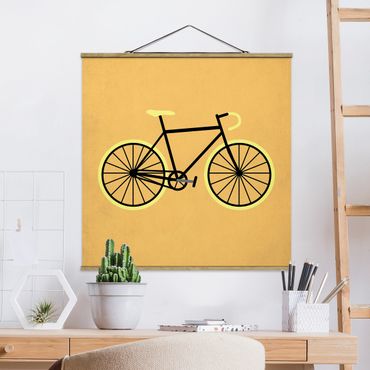 Stoffbild mit Posterleisten - Fahrrad in Gelb - Quadrat 1:1