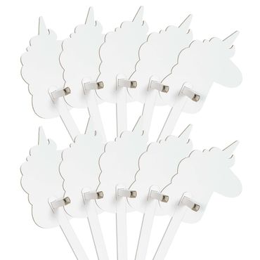 Caballo de palo FOLDZILLA - Set de 10 piezas unicornio blanco para colorear/decorar con pegatinas