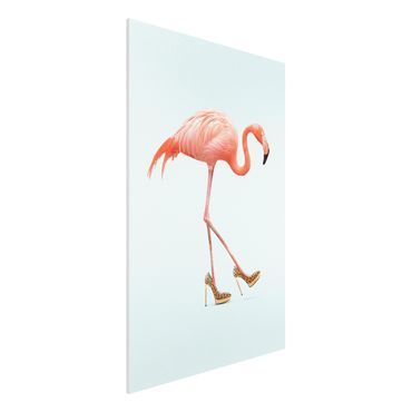 Forex Fine Art Print - Jonas Loose - Flamingo mit High Heels - Hochformat 3:2