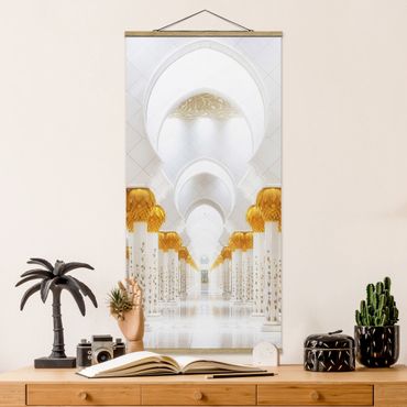 Stoffbild mit Posterleisten - Moschee in Gold - Hochformat 1:2