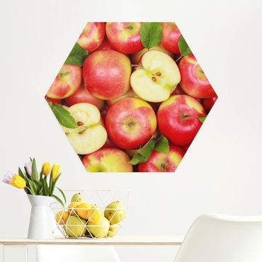 Hexagon Bild Alu-Dibond - Saftige Äpfel