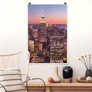 Poster - Sonnenuntergang Manhattan New York City - Hochformat 3:2