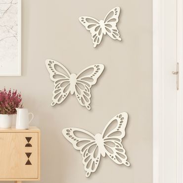 Decoración de pared en madera - 3 Butterfly Set