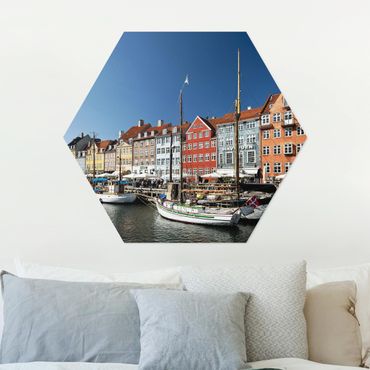 Hexagon Bild Alu-Dibond - Hafen in Kopenhagen
