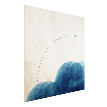 Forex Fine Art Print - Abstrakte Formen - Kreise in Blau - Quadrat 1:1