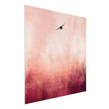Forex Fine Art Print - Vogel im Sonnenuntergang - Quadrat 1:1