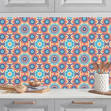 Küchenrückwand - Orientalisches Muster mit bunten Blumen