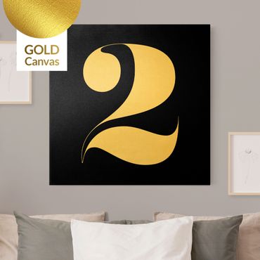 Leinwandbild Gold - Antiqua Zahl 2 - Quadrat 1:1