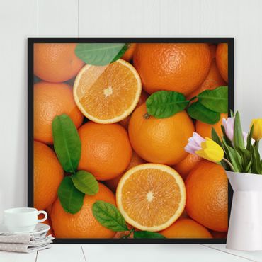 Bild mit Rahmen - Saftige Orangen - Quadrat 1:1