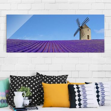 Glasbild - Lavendelduft in der Provence - Panorama Quer