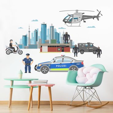 Wandtattoo - Polizei und Polizeiautos Set