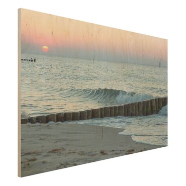 Holzbild - Sonnenuntergang am Meer - Querformat 2:3