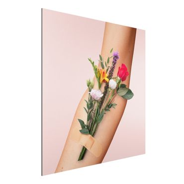 Aluminium Print - Jonas Loose - Arm mit Blumen - Quadrat 1:1