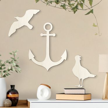 Decoración de pared en madera - Anchor and Seagulls