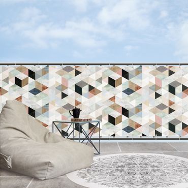 Pantalla de privacidad para balcón - Watercolour Mosaic With Triangles I