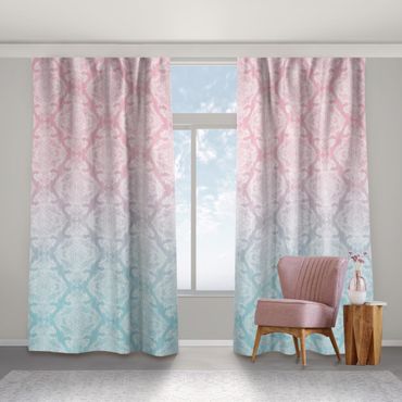 Cortina - Watercolour Baroque Pattern With Blue Pink Gradient