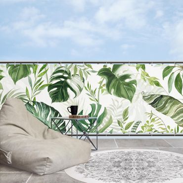 Pantalla de privacidad para balcón - Watercolour Tropical Leaves and Tendrils II