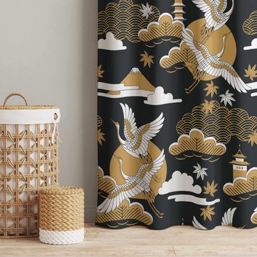 Cortina - Asian Pattern With Cranes In Autumn