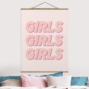 Stoffbild mit Posterleisten - GIRLS GIRLS GIRLS - Hochformat 3:4