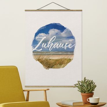 Stoffbild mit Posterleisten - Wasserfarben - Zuhause - Hochformat 3:4