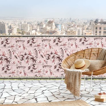 Pantalla de privacidad para balcón - Blossoms With Gray Leaves In Front Of Pink