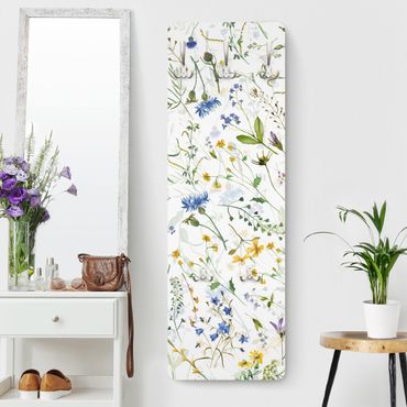 Perchero de pared panel de madera - Flower Meadow In Watercolour
