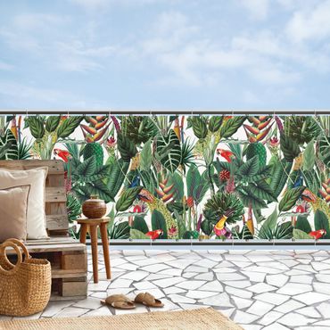 Pantalla de privacidad para balcón - Colourful Tropical Rainforest Pattern II