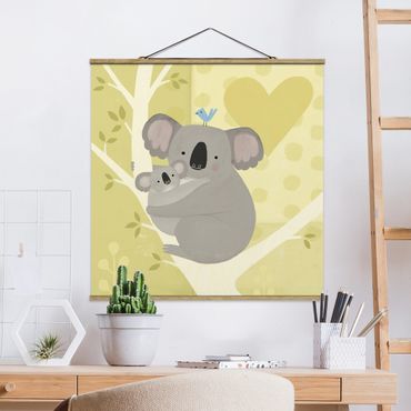 Stoffbild mit Posterleisten - Mama und ich - Koalas - Quadrat 1:1