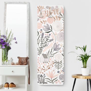 Perchero de pared panel de madera - Claudia Voglhuber - Sea of Flowers Pink