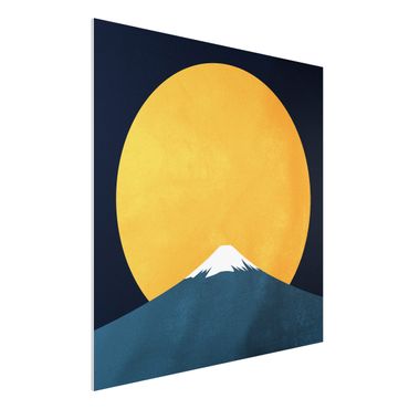 Forex Fine Art Print - Sonne, Mond und Berge - Quadrat 1:1