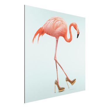 Aluminium Print - Jonas Loose - Flamingo mit High Heels - Quadrat 1:1