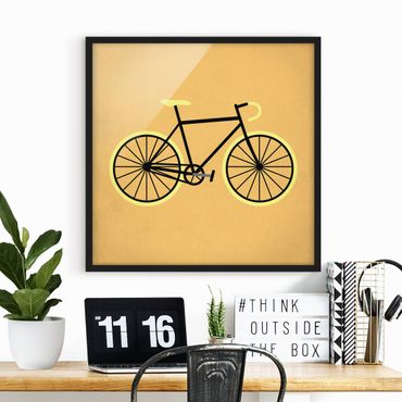 Bild mit Rahmen - Fahrrad in Gelb - Quadrat