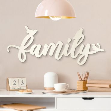 Letrero de madera en 3D para decoración de pared - Family with Sparrows