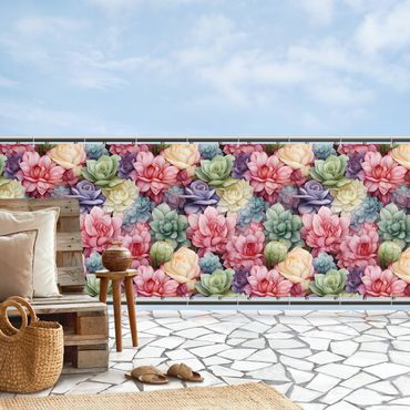 Pantalla de privacidad para balcón - Colourful Flower Pattern