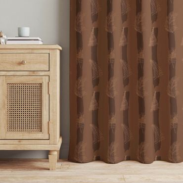 Cortina - Fern Illustration With Stripes - Fawn Brown