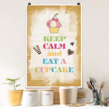 Poster - No.EV71 Keep Calm And Eat A Cupcake Bunt - Hochformat 3:2