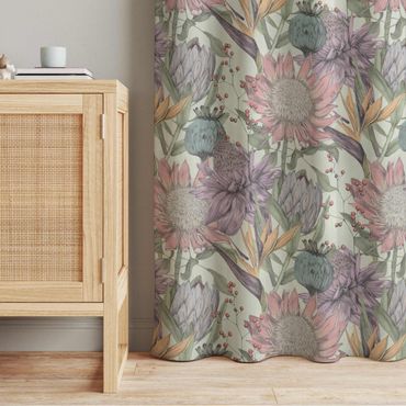 Cortina - Floral Elegance In Pastel On Mint Backdrop XXL