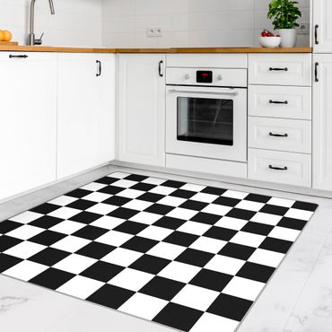 Moqueta - Geometrical Pattern Chessboard Black And White