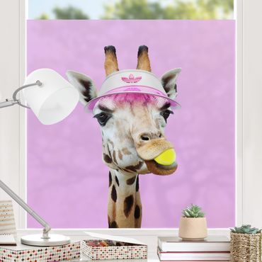 Vinilo para cristales - Giraffe Playing Tennis