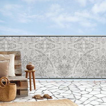 Pantalla de privacidad para balcón - Grey Mandala Watercolour Pattern Ornament