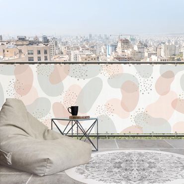 Pantalla de privacidad para balcón - Large Pastel Circular Shapes with Dots