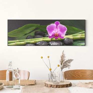 Cuadro intercambiable - Green bamboo With Orchid Flower
