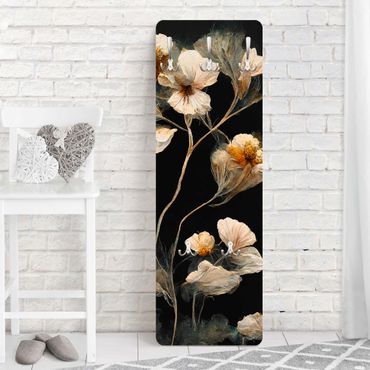 Perchero de pared panel de madera - Light Coloured Flowers On Black