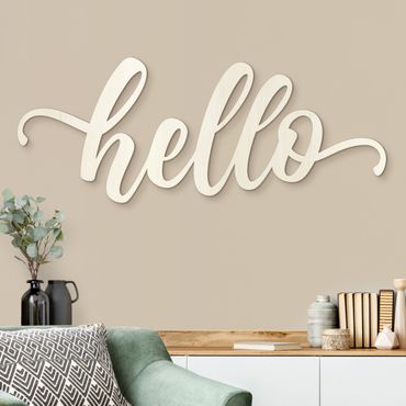Letrero de madera en 3D para decoración de pared - hello Handlettering