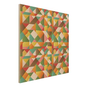 Wandbild Holz - Dreiecke Musterdesign - Quadrat 1:1