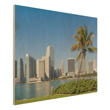 Wandbild aus Holz - Miami Beach Skyline - Quer 4:3