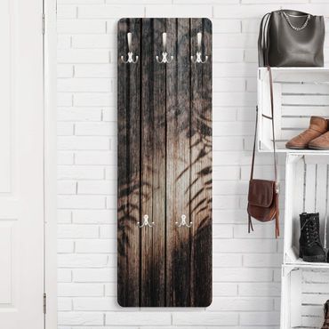 Perchero de pared panel de madera - Wooden boards with tropical shade