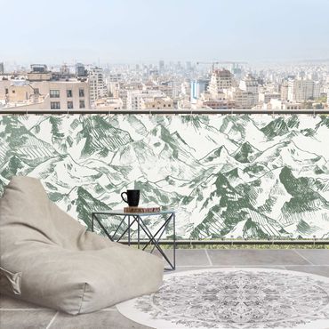 Pantalla de privacidad para balcón - Illustration Mountain Landscape Green