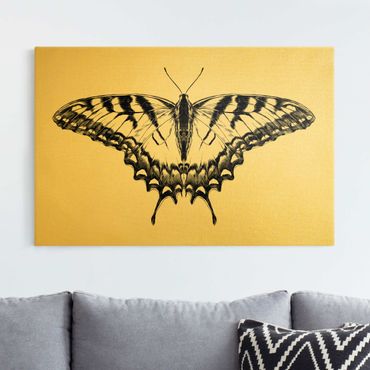 Lienzo - Illustration Flying Tiger Swallowtail Black