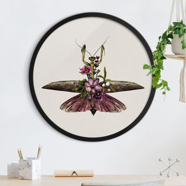 Rundes Gerahmtes Bild - Illustration florale Mantis